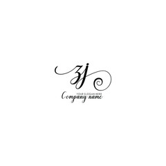 ZJ Initial handwriting logo template vector
