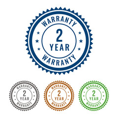 Youthful 2 Year Warranty 4 Colored Seal, Stamp, Badge, Sign isolated on white background. Vector badge 