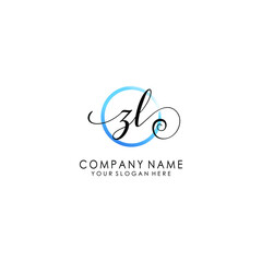 ZL Initial handwriting logo template vector
