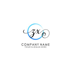 ZX Initial handwriting logo template vector