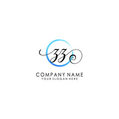 ZZ Initial handwriting logo template vector
