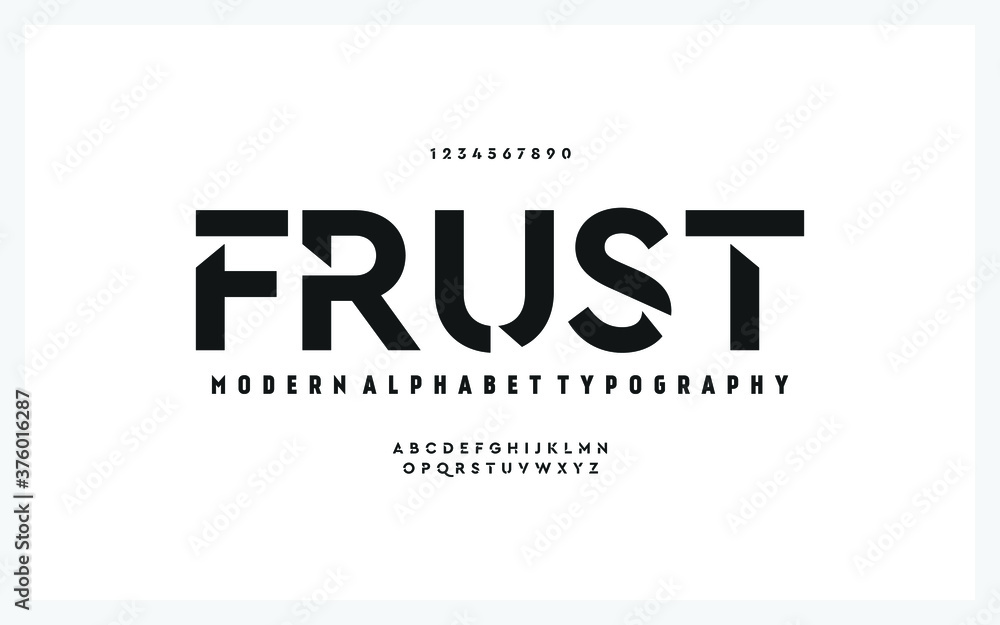 Aufkleber modern futuristic abstract typography alphabet. vector of font typeface a to z.