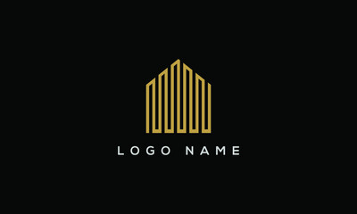Real estate logo, luxury Home icon with gold color 