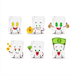 Blank sheet of paper cartoon character with cute emoticon bring money