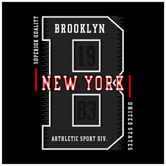 Typography athletic New York sport, slogan for t-shirt printing design and various uses, vector image