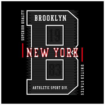 Typography athletic New York sport, slogan for t-shirt printing design and various uses, vector image