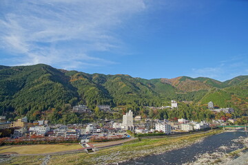 Fototapeta na wymiar Scenery of Gero Onsen at Autumn in Gifu, Japan