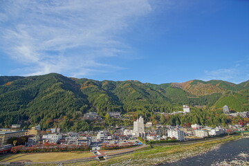 Fototapeta na wymiar Scenery of Gero Onsen at Autumn in Gifu, Japan