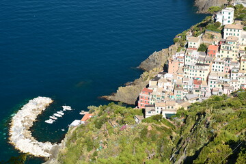 Aerial view of Riomaggiore. Cinque Terre. Liguria. Italy