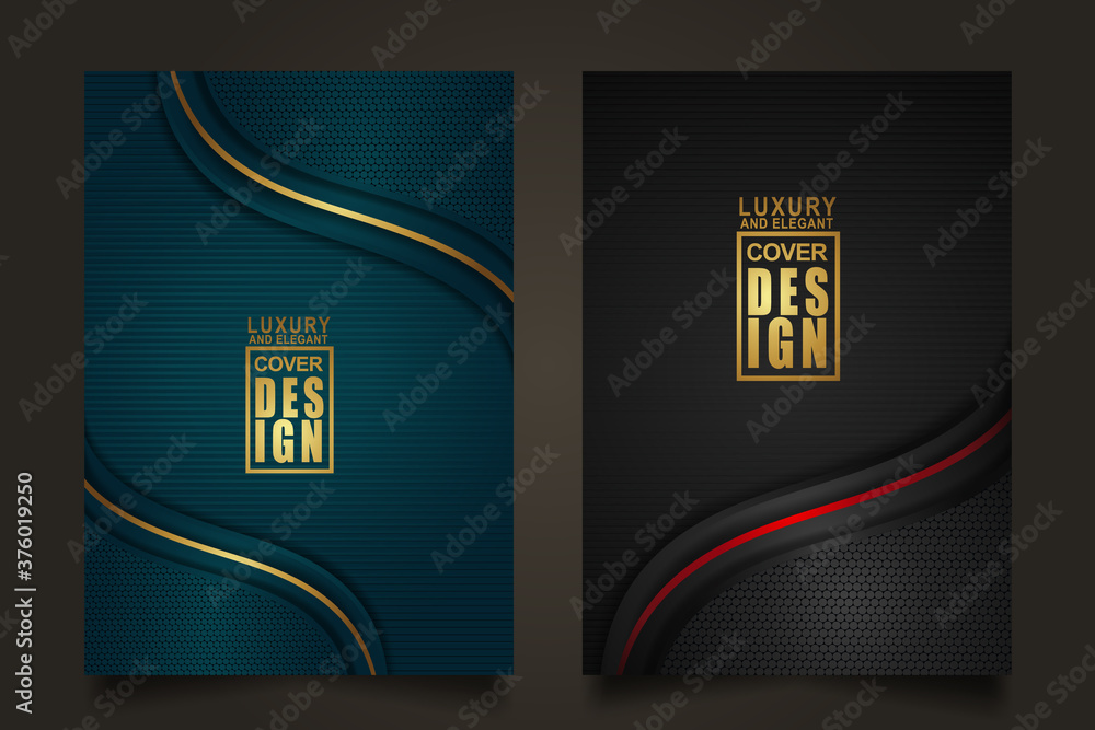 Aufkleber set cover design template with luxury and elegant flow lines overlap layers ornament and realistic t