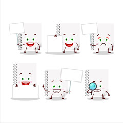 Spiral blank white notebooks cartoon character bring information board