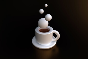 toy coffee cup on dark background. 