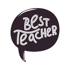 Happy teacher's day typography illustration. Speech bubbles with greeting phrase. Lettering design. Vector illustration on white background.