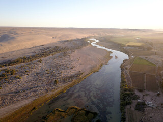 Aerial over the orange river, between South Africa and Namibia