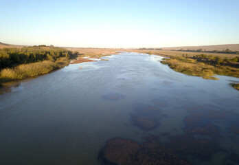 Aerial over the orange river, between South Africa and Namibia