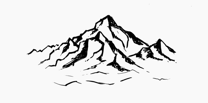 Mountain landscape, hand drawn vector illustration	