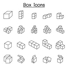 Box icons in thin line style