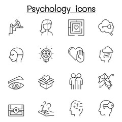 Psychology icons set in thin line style