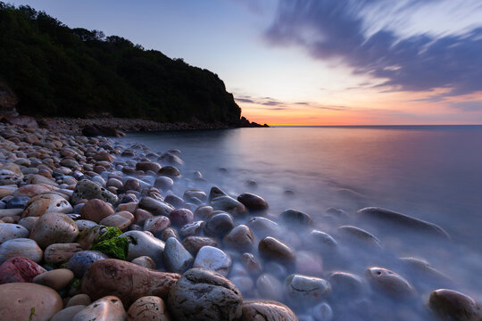 Sunrise at a rocky beach