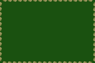 Gold pattern border design  on Dark green background  .Abstract wallpaper.  Green wallpaper.