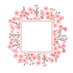 Fototapeta premium Vector sakura trees blomming collections frames. Set of cherry flowers