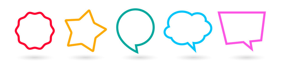 Set of colorful speech bubbles and shapes