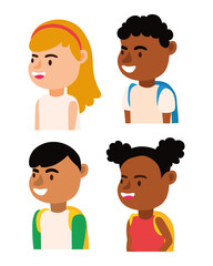 little interracial students kids avatars characters