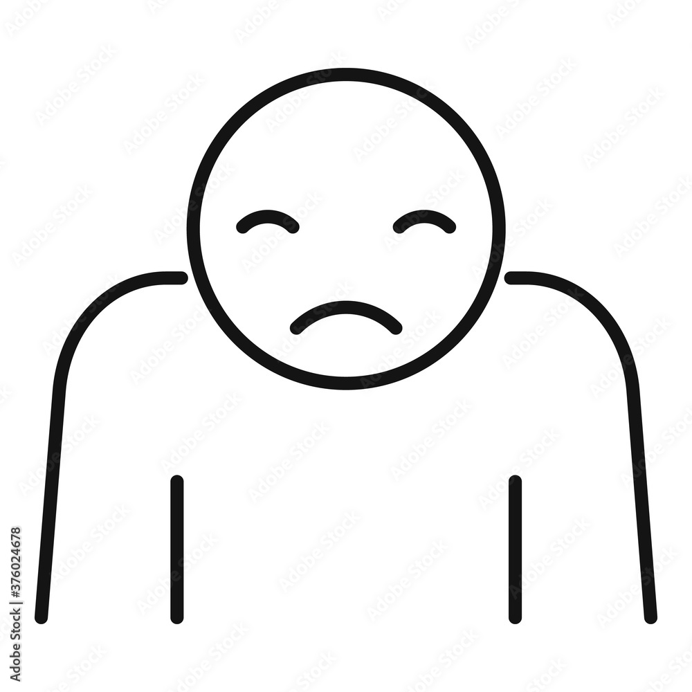 Poster sad man icon. outline sad man vector icon for web design isolated on white background