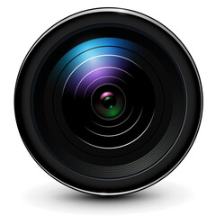 Camera photo lens 3D realistic icon, vector illustration.
