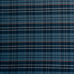 texture of a blue checked shirt with orange stripes