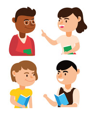 interracial teachers team workers characters