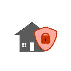 Red icon of a house with a locked alert.