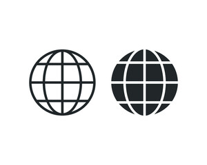 Globe vector icon. Web or network and internet symbol. Earth sphere and geography sign. Geology logo. Isolated on white background.