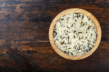 black and white rice in a plate