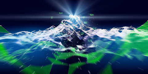 Abstract polygonal analyze algorithm artificial intelligence data. Big data. Data science. Analytics algorithms banner for science, technology and business. 