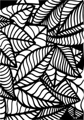 Fototapeta premium leaves Vector pattern hand drawn. Natural pattern in black and white. Organic decorative repeated leaves. Background design. leaf Abstract vector. 