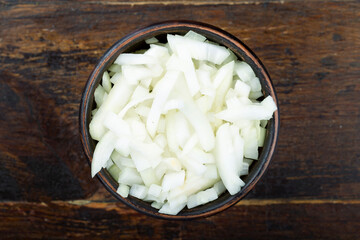 chopped onions in a plate