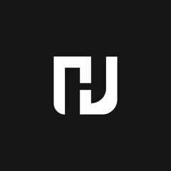 simple initial minimal biased based vector logo design of letter H mixed with letter N in white color with black background