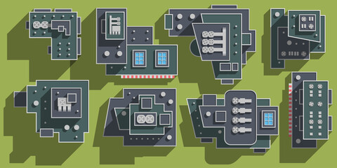 City. Roofs of houses. Top view. Skyscrapers, houses, buildings. View from above. © Алексей Шпадарук