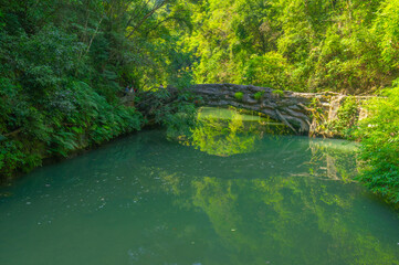 Summer scenery of the Three Gorges Waterfall in Yichang, Hubei, China