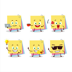 Sticky notes paper cartoon character with various types of business emoticons