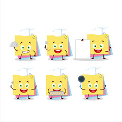 Cartoon character of sticky notes paper with various chef emoticons