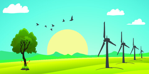 landscape with trees and clouds