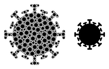 Recursion collage contagious virus and basic icon. Vector collage is formed from recursive contagious virus icons. Flat vector design on a white background.