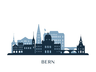 Obraz premium Bern skyline, monochrome silhouette. Vector illustration.