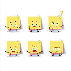 Cartoon character of sticky notes paper with what expression