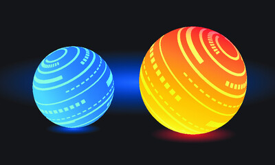 Glowing globe with technology pattern vector