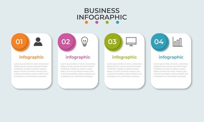 Business process infographic template. Thin line design with numbers 4 options or steps. Vector illustration graphic design