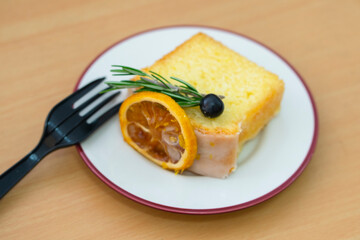lemonade cheese cake on the plate