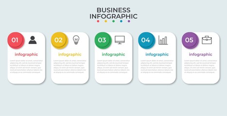 Business process infographic template. Thin line design with numbers 5 options or steps. Vector illustration graphic design